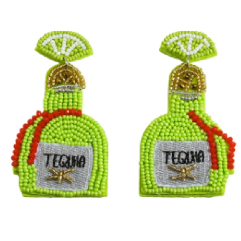 Beaded Tequila Bottle Earrings