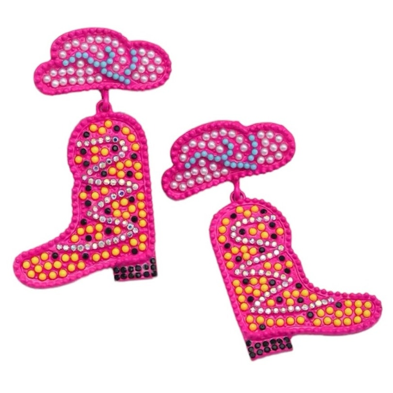 Pink Cowboy Boot Earrings