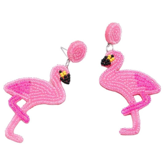 Beaded Flamingo Earrings