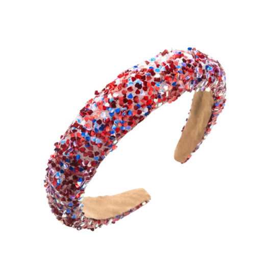 Red White and Blue Glitter Headband Red