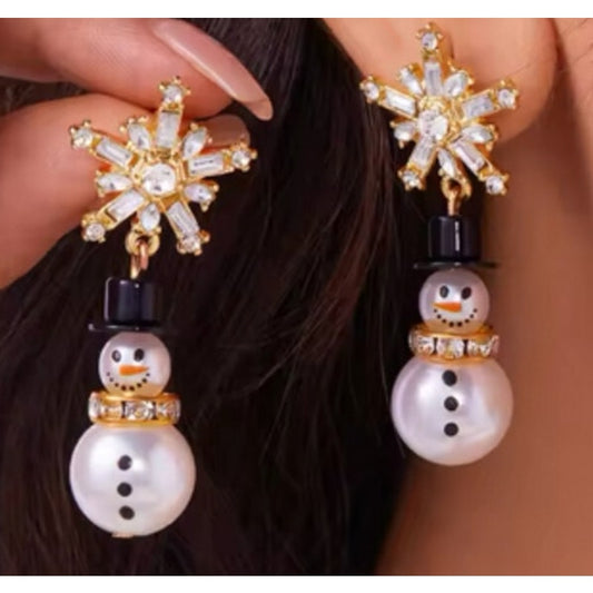 Snowman Pearl Earrings