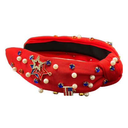 Jeweled Red White and Blue Headband Rhinestones