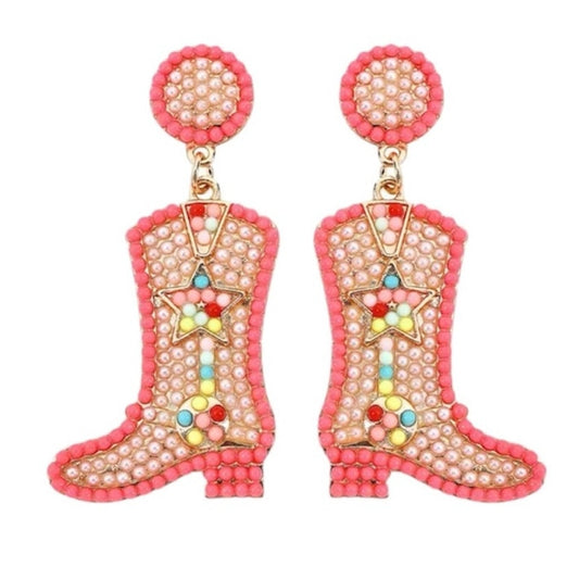 Pink Cowboy Boot Earrings