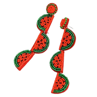 New Beaded Watermelon Earrings