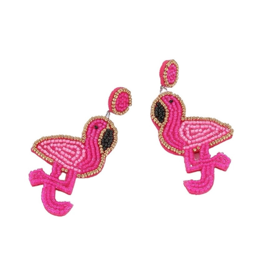 Beaded Flamingo Earrings