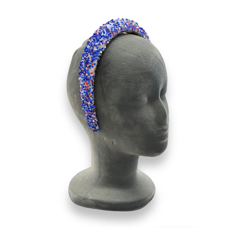 Red White and Blue Glitter Headband Blue