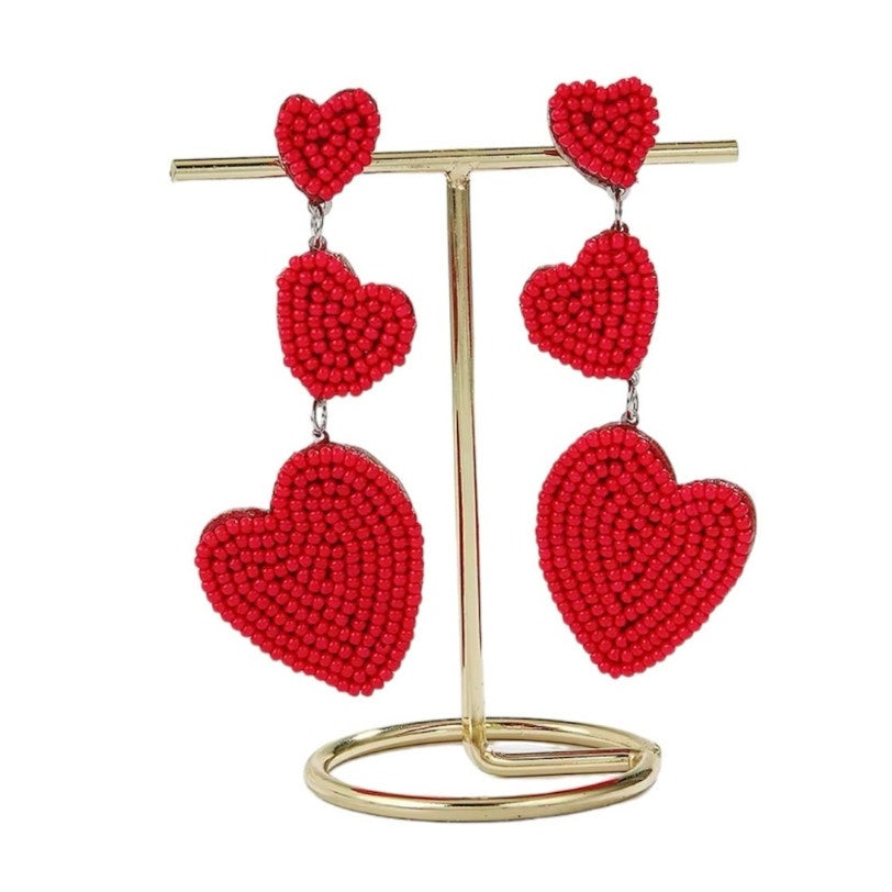 Beaded Heart Earrings