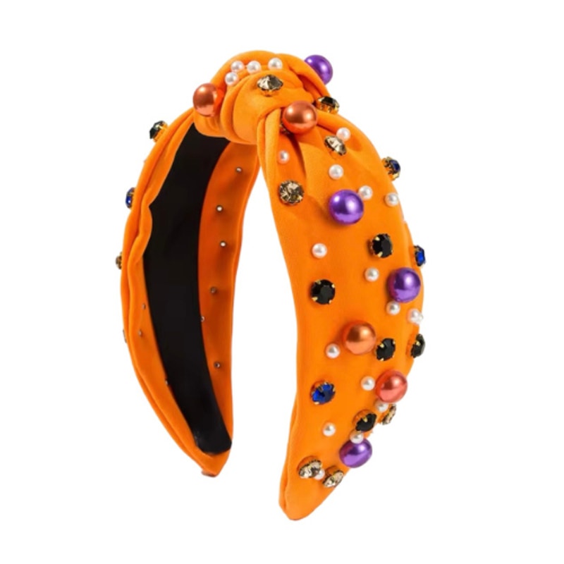 Jeweled Headband Orange Halloween