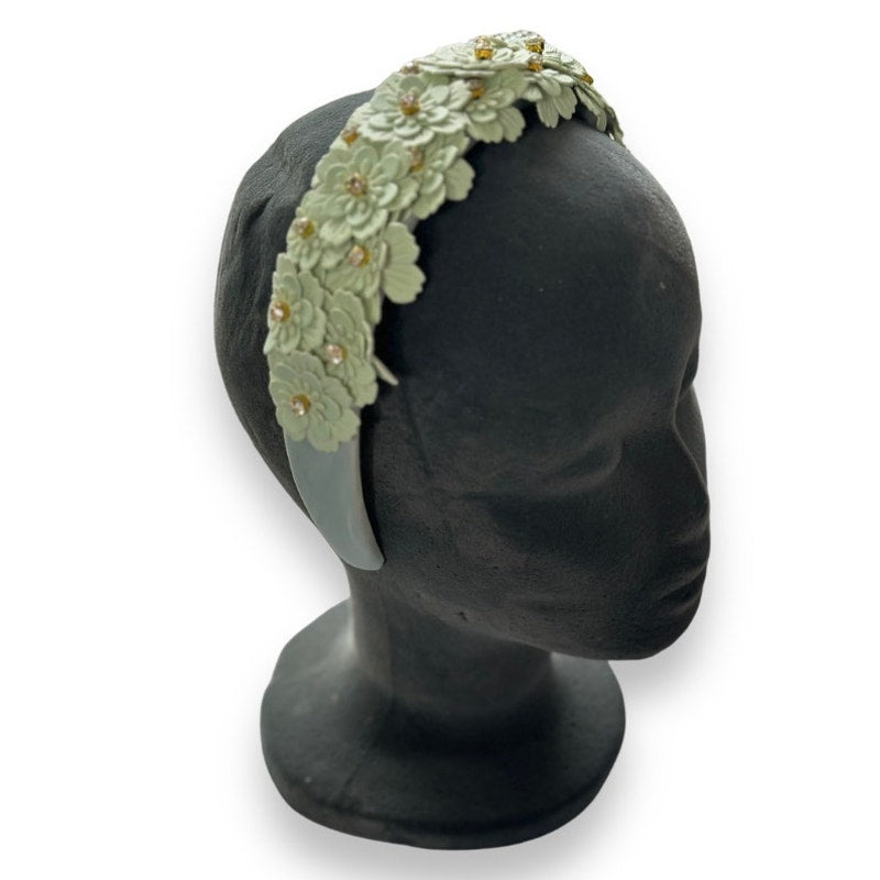 Jeweled Floral Headband Green