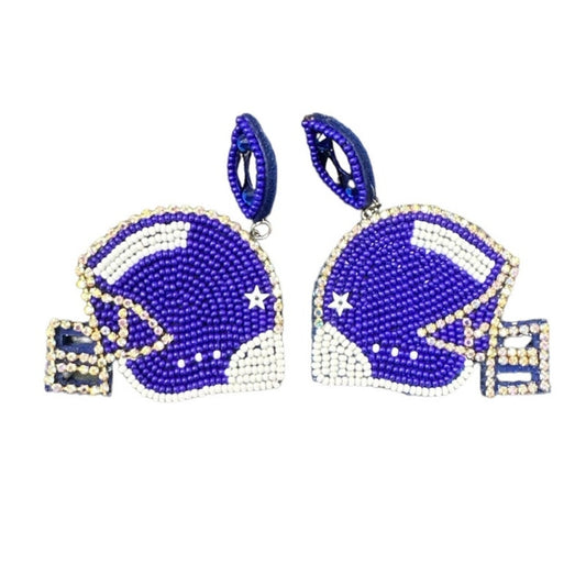 Beaded Football Helmet Earrings