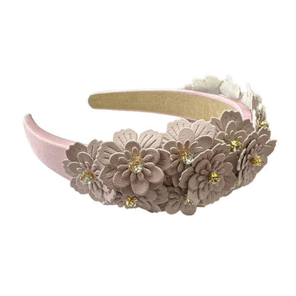 Jeweled Floral Headband Pink