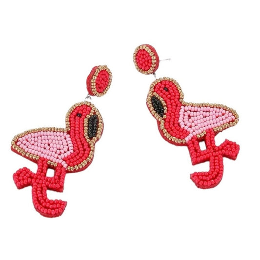 New Beaded Flamingo Earrings