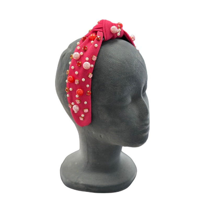 Jeweled Headband Pink Pearls and Rhinestones