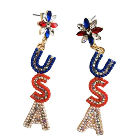 USA Rhinestone Earrings