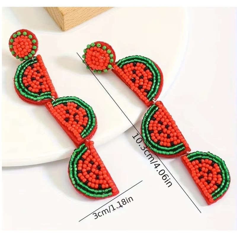 New Beaded Watermelon Earrings