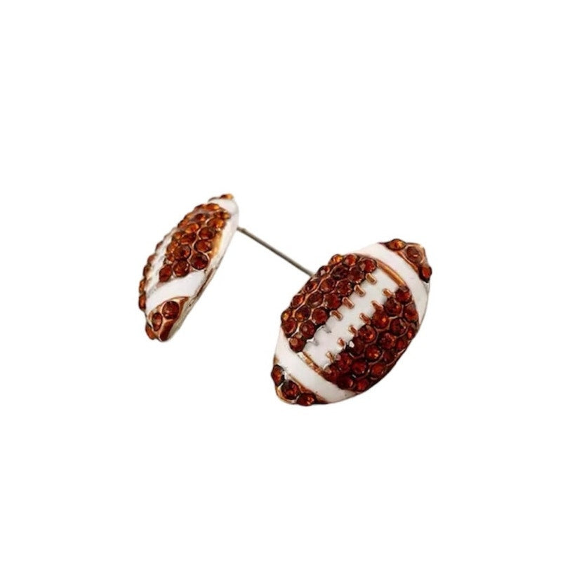 Rhinestone Earrings Football and Claw Clip