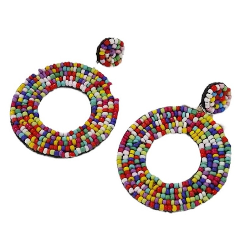 Multi-Color Rainbow Beaded Earrings