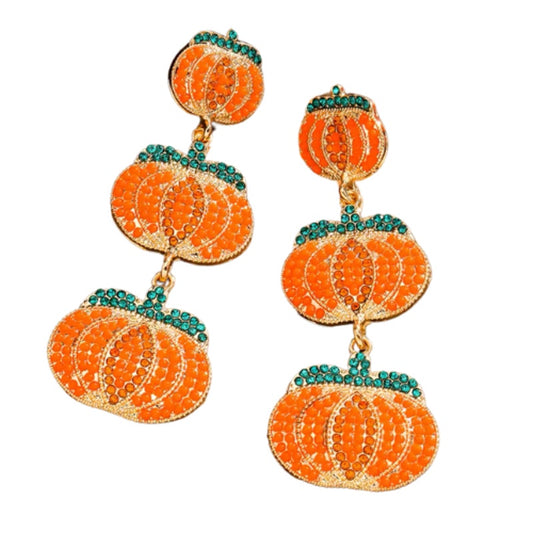 Pumpkin Earrings Rhinestones