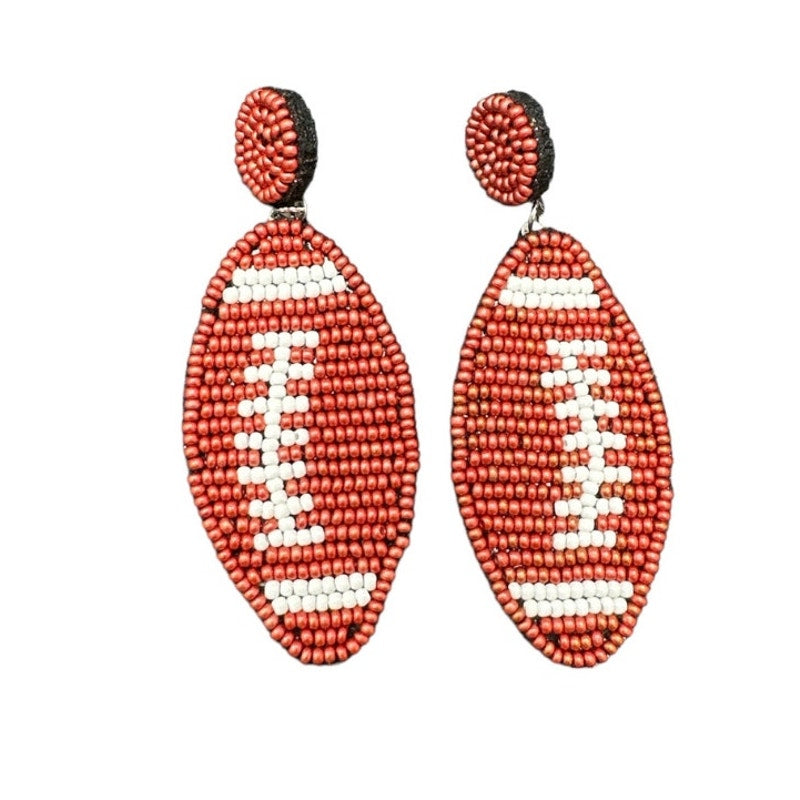 Beaded Football Earrings