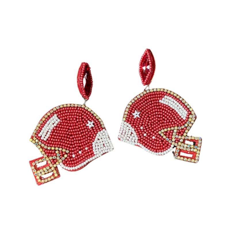 Beaded Football Helmet Earrings