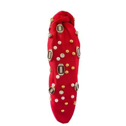 Jeweled Football Headband Red