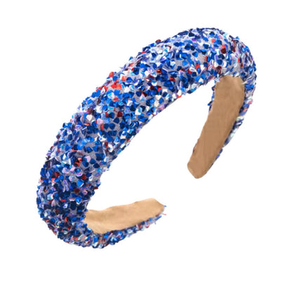 Red White and Blue Glitter Headband Blue