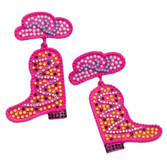 Pink Cowboy Boot Earrings