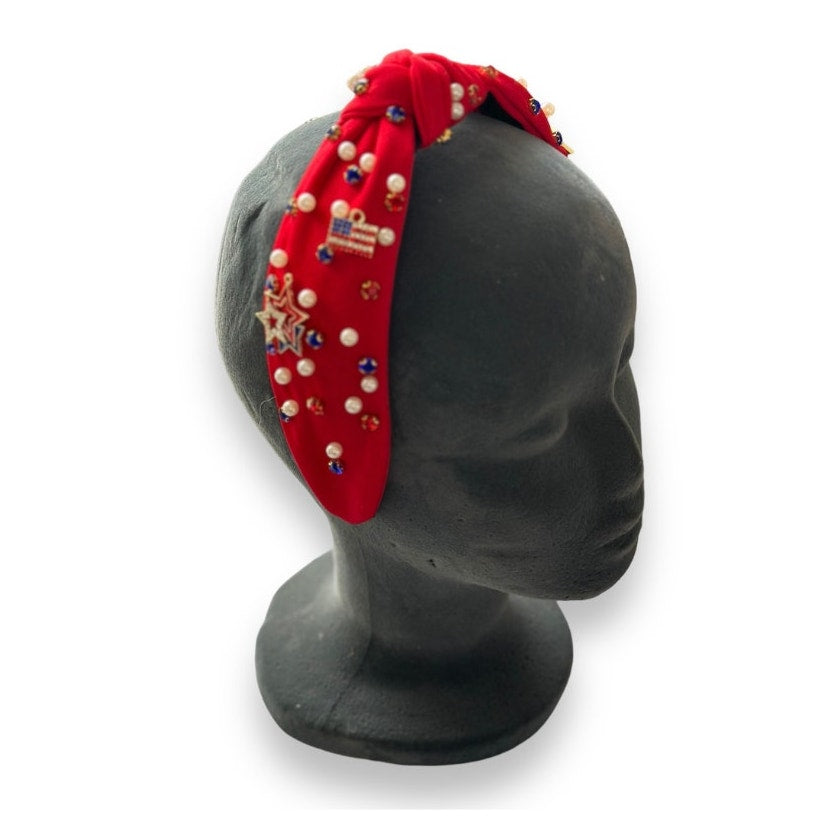 Jeweled Red White and Blue Headband Rhinestones