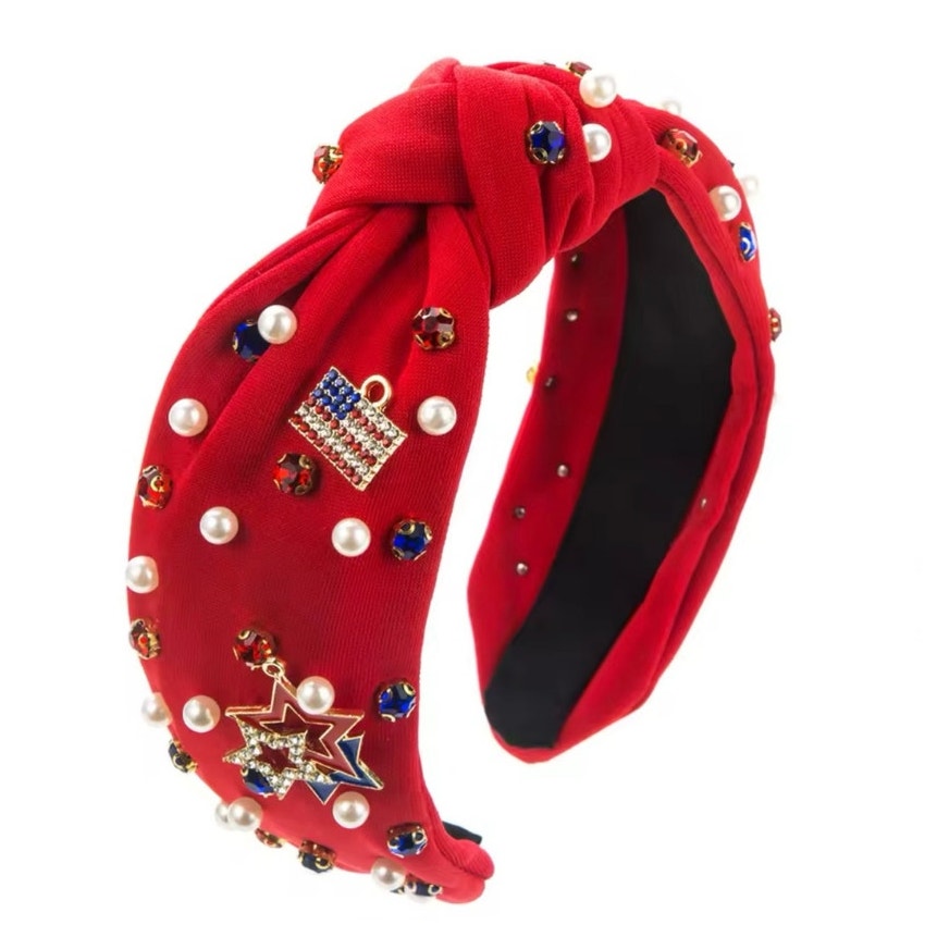 Jeweled Red White and Blue Headband Rhinestones