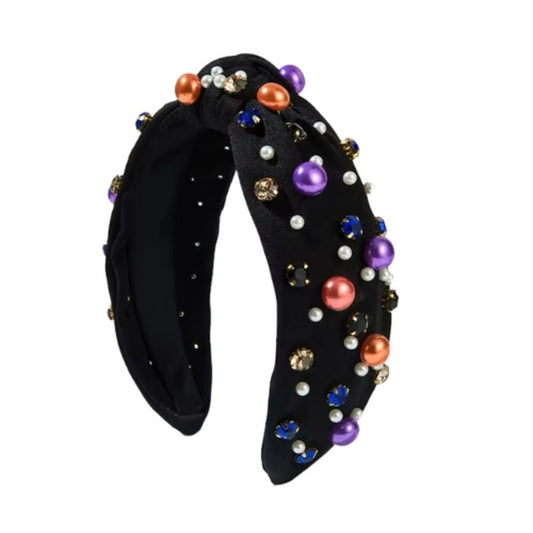 Jeweled Headband Halloween Black Orange Purple