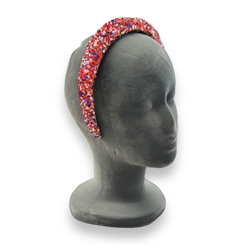 Red White and Blue Glitter Headband Red