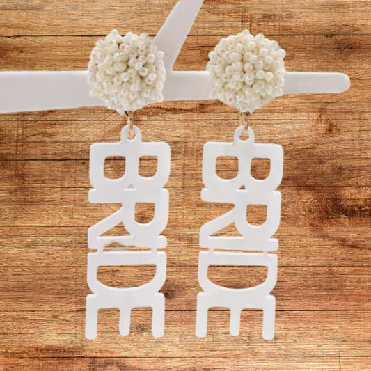 BRIDE Earrings Beaded Acrylic