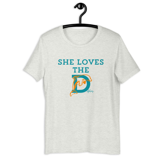 She Loves the Dolphins Football Graphic Tee